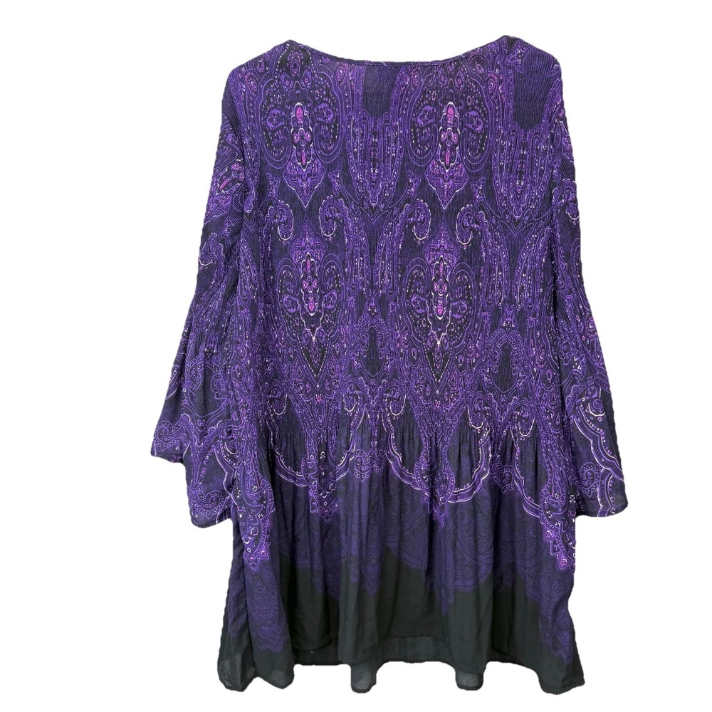 Catherines Purple Affinity Chain‎ Pleated Georgette 3/4 Sleeve Blouse Size 4X - Picture 5 of 8